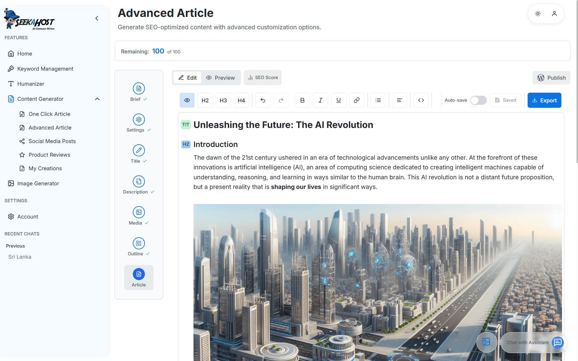 AI-Powered Content Creation platform screenshot